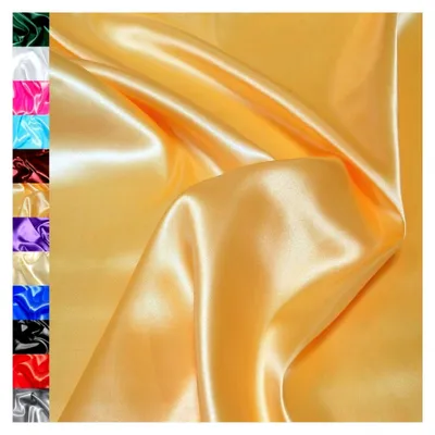 Produktbild von 1m Glänzender Satin Stoff Meterware als Modestoff, Dekostoff, Kostümstoff, Gardinenstoff, Vorhangstoff, Hochzeitsstoff | Glitzer Satinstoffe zum Nähen und Dekorieren | Nähstoffe 150cm breit (Gold)