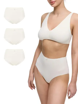 Produktbild von Damenhöschen mit hoher Taille, aus Baumwolle, 3er-Pack
