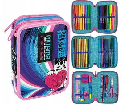 Produktbild von Dreiteiliges Federmäppchen mit 50-teiliger Ausstattung Rainbow Kitty Cat Mitama