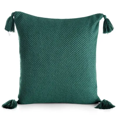 Zdjęcie produktu dla Poszewka na poduszkę Eurofirany z frędzlami zielona 45 cm x 45 cm