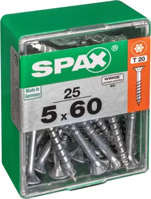 Produktbild von 25er-Pack SPAX-Senkkopfschrauben aus Stahl, Durchmesser 5 mm x Länge 60 mm