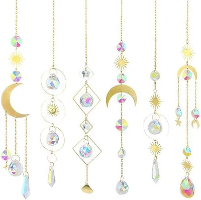 Produktbild von Kristallwindspiel, 3 Stück Kristallhänge für Dekoration, Hangendes Kristallornament für Fenster, Dekorative Kristallkugeln für Garten, Büro, Wohnzimmer