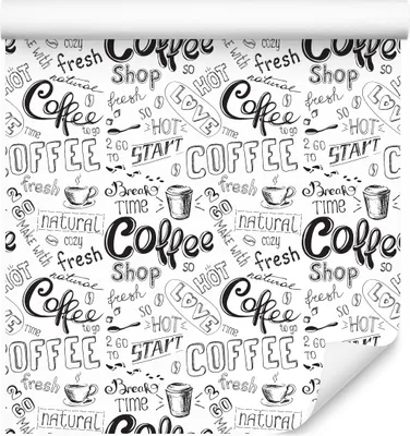 Immagine prodotto di 10m VLIES WALLPAPER rotolo sala da pranzo tazze caffè tazze iscrizioni XXL