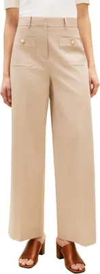 Productafbeelding van Tommy Hilfiger dames chino broek, preppy stijl, wijde pijpen, katoen, beige (beige), maat 32W