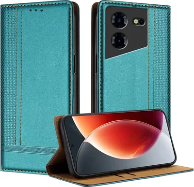 Produktbild von Handyhülle für Tecno Pova 5 Pro Leder Flip Klappbare Schutzhülle mit Standfunktion Grün