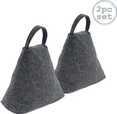 Produktbild von Nicola Spring Stoff Türstopper - Dreieck - Dekorative Türstopper für Haus, Büro mit Griffen - Grau - 2er Pack
