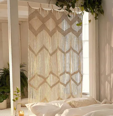 Produktbild von Makramee-Vorhang - Fenster - Makramee - Raumteiler - Türöffnung - Boho-Stil - Wandbehang - Wohnzimmer - Schlafzimmer - Dekoration