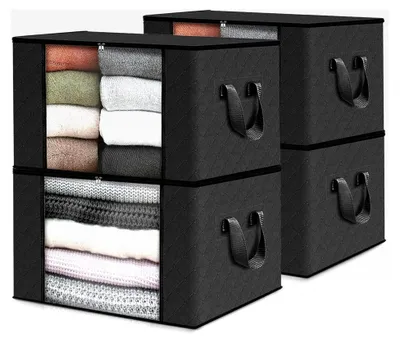 Produktbild von Aufbewahrungsbox für unter das Bett mit Deckel, 90L, 4 Stück, für Kleidung und Bettwäsche