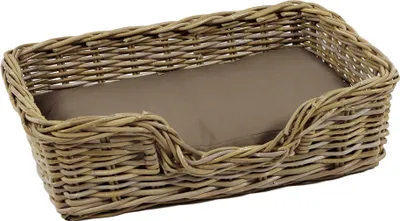 Produktbild von Kobolo Hundekorb Hundesofa aus stabilem Rattan geflochten inkl. Kissen 63x42x18 cm