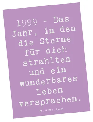 Produktbild von Mr. & Mrs. Panda Grußkarte Spruch 1999 Geburtstag - Lavendeltraum - Geschenk, bildkarte, einzigartig, Postkarte, Postkarten, 1999er Jahrgang, Freude, Ansichtskarte, Alter