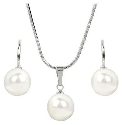 Image de Élégant ensemble de colliers et boucles d'oreilles blanc perle