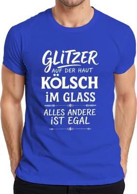 Produktbild von Kölsch Glitzer auf der Haut im Glas Lustig Köln Geschenk Herren T-Shirt, Blau, XL