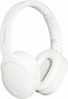 A white Moodix Bluetooth on-ear headphone is shown against a white background.