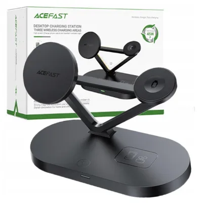 Image de Acefast Wireless Qi Charger 15W For Iphone (With Magsafe), Apple Watch And Apple Airpods Stand Stand Magnetic Holder Black (E9 Black)