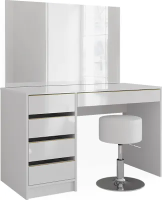Produktbild von Schminktisch-Set Vicco Sherry Weiß/Gold 120 cm mit Hocker, Model 47710