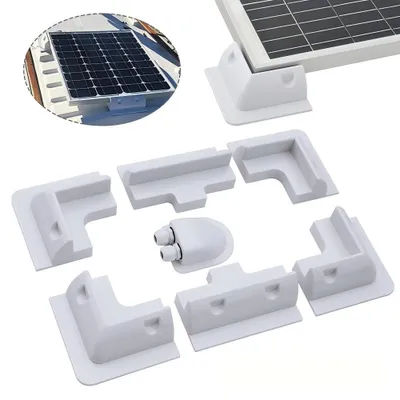 Produktbild von 7-teilig ABS Solarpanel Montage halterung Ecke & Kabeleinführung Wohnmobil Dach Boot IP68, Weiß