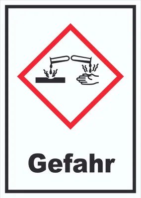 Produktbild von Schild Ätzende Wirkung Gefahr Ätzwirkung hochkant A6 (105x148mm)