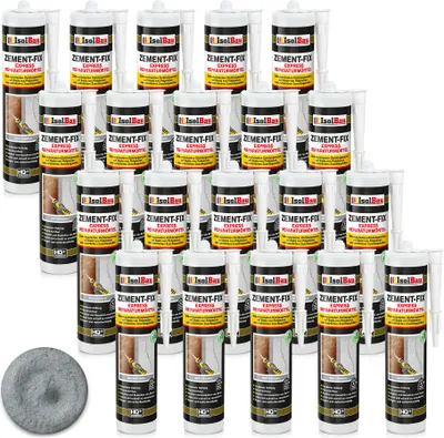 Produktbild von Isolbau Zement-Fix 20 x 300 ml Betongrau Express Reperaturmörtel - Dichtungsmasse für Fugen & Risse im Innen- & Außenbereich, Kartusche