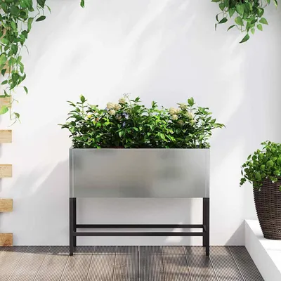 Produktbild von "Rabatt" Garten-Hochbeet/Pflanzgefäß/Pflanzkübel - Gartenpflanzer Silber 60x26x45 cm Verzinkter Stahl - Beete CC24669