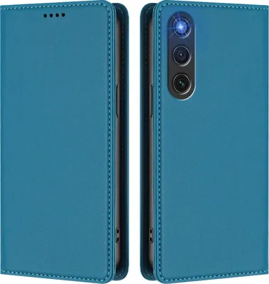 Image de Étui en cuir pour ZTE nubia RedMagic 10 Air, étui à rabat magnétique en cuirPolyuréthaneavec support, bleu lac