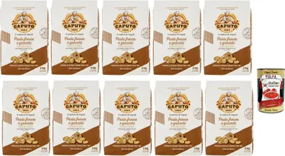 Produktbild von Caputo Pasta Fresca e Gnocchi Farina, "00" weicher Weizenmehl, Mehl mit elastischer Konsistenz ideal, um Ihren Pasta Geschmack zu verleihen, 10x 1 Kg + Italian Gourmet polpa 400g