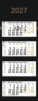 Produktbild von 2027 GÜSS 4-Monatskalender einzelne Monatsblöcke