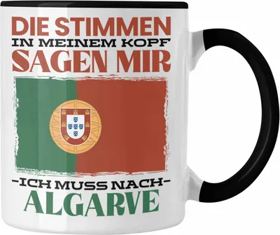 Produktbild von Trendation - Algarve Tasse Urlaub Heimat Geschenk Spruch Portgual Geschenkidee (Schwarz)