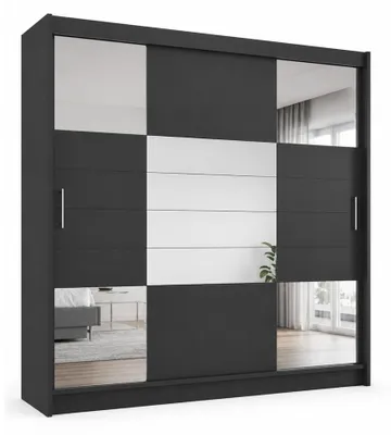 Produktbild von ARUBA 2 Schwebetürenschrank 250 cm – Moderner Kleiderschrank mit Schiebetüren & viel Stauraum (Graphit)