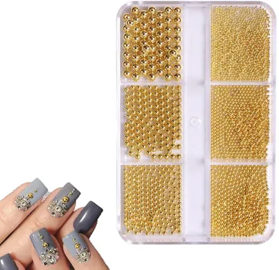 Produktbild von Strasssteine für Nägel - Nageldeko Set - 3D Nagelsticker - Nail Art Dekoration - Nagelaufkleber - für Nageldesign, Handy-Hüllen & Deko - Gold