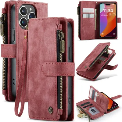 Produktbild von iPhone 16 Pro Hülle - CaseMe C30 Klapphülle mit Brieftasche - Rot