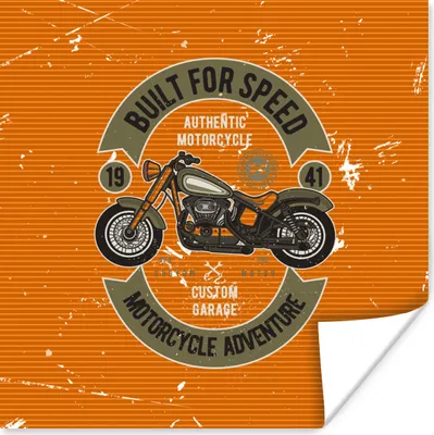 Produktbild von MuchoWow® Poster Vintage - Motor - Orange 30x30 cm - Wandposter - Printing