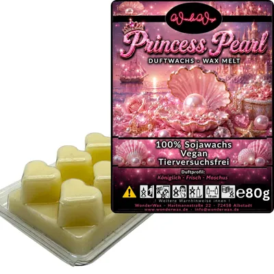 Produktbild von WonderWax Duftwachs Wax Melts für Duftlampe, 6 Herzen Duftmelt Wachsmelt Sojawachs Duftwachs Würfel für Raumdüfte, Wachs Duftöl Winter Indoor Schmelzen für Aromalampe Princess Pearl