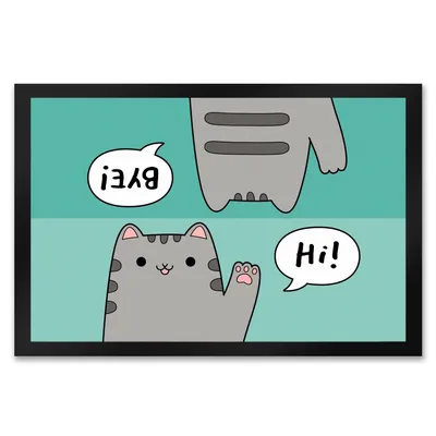 Produktbild von Katze kawaii Fußmatte XXL in 50x75 cm mit Spruch Hi - Bye