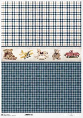 Produktbild von ITD Reispapier Decoupage Bastelpapier A3 0791L  Karomuster , Spielzeug, blau