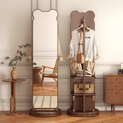 Produktbild von Ganzkörperspiegel im Bärendesign – Standspiegel, Ankleidespiegel, einseitig, drehbar, für Garderobe und Schlafzimmer 168 x 46 cm 【JZ-68zong】