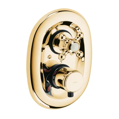 Immagine prodotto di KLUDI 1926 Mitigeur thermostatique encastré, poignée croisillon, blocage eau chaude 40°C, avec robinet d'arrêt, 517204520, 517204520