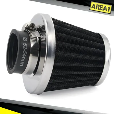 Produktbild von Area1 Universal Tuning Sport Luftfilter Filter, Anschluss 51 52 53 54 mm, Doppelschicht Stahl, Motorrad-Luftfilter ATV Quad Roller
