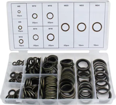 Immagine prodotto di Set rondella tappo olio motore metallo, gomma, kit gomma NBR guarnizioni di tenuta per sistemi idraulici, pneumatici e scarico olio – alta pressione e lunga durata, 150 pezzi