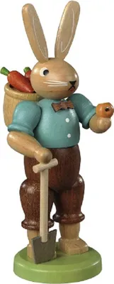 Produktbild von Osterfigur Hasengärtner farbig lassiert klein Höhe 11cm NEU