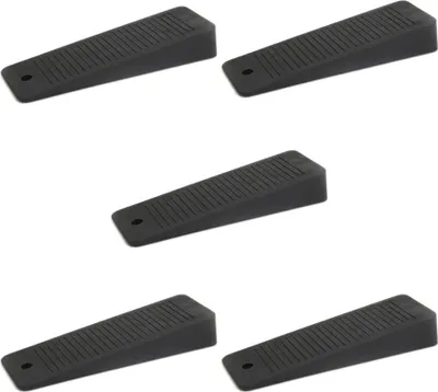 Produktbild von 5x sossai Türkeile aus Hartgummi in Schwarz Türstopper Türpuffer Keil Türkeil