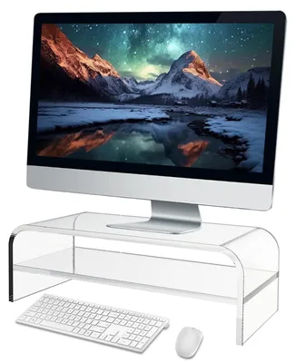 Zdjęcie produktu dla Omgoods - Podwyższenie do monitora - Ergonomiczna podставка z akrylu, dwupoziomowa