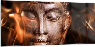 Produktbild von Bilder auf glas - Buddha Statue Geheimnis - 120x50cm - Glasbilder - Wandbilder - Kunstdruck - zum Aufhängen bereit - Wanddekoration aus Glas - Glas Bilder - Wandbild auf Glas - GAB120x50-2620