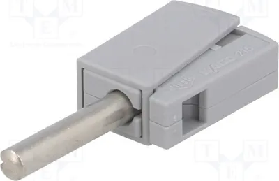 Obrázok produktu pre 1x konektor 4 mm, banánový, 20 A, 42 V, izolovaný (nie), sivý, 40 mm, 3,86 g, 215-811