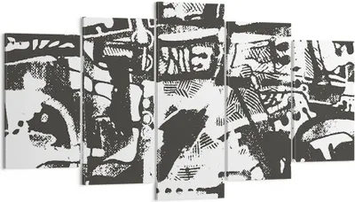 Produktbild von Bild auf Leinwand - Leinwandbild - 5 Teile - Schwarzweiß Figuren Abstraktion - 160x85cm - Wand Bild - Wanddeko - Wandbilder - Leinwanddruck - Bilder - Wanddekoration - Leinwand bilder - EA160x85-5125