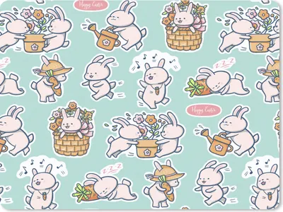 Produktbild von MuchoWow® Mauspad Mousepad Kaninchen - Garten - Muster 23x19 cm - Mousepads - Maus Mat - Pad - Mausunterlage - Schreibtischunterlage - Mauspad