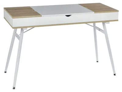 Zdjęcie produktu dla Biurko z szufladą loftowe komputerowe 120 x 48 cm kolor biały i dąb sonoma FURNITEX B16-FX