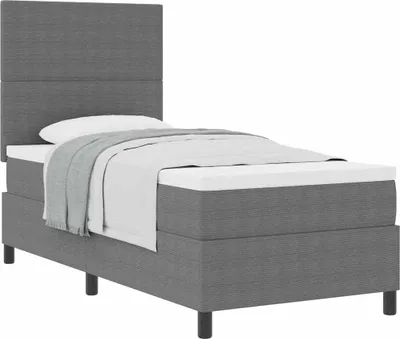 Zdjęcie produktu dla Łóżko sprężynowe Z zagłówkiem Jasnoszary i biały. 90 x 200 cm