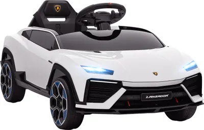 Image de AIYAPLAY Voiture électrique enfant Lamborghini, 12V avec télécommande 2,4G et 2 moteurs, vitesse max. 4 km/h, véhicule électrique avec phares LED, MP3 et klaxon, blanc