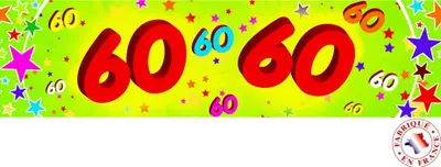 Immagine prodotto di Striscione di compleanno in carta -60 anni colorato 2,44 x 16 cm - taglia unica