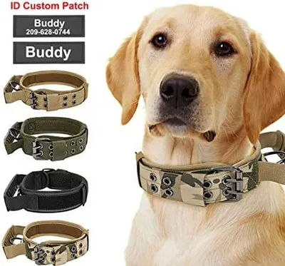 Produktbild von Personalisiertes taktisches Hundehalsband für mittlere und große Hunde, personalisiertes Militärhalsband für das Training mit Name und Telefonnummer (Stil B)